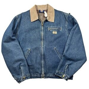 Vintage Dickies Denim Detroit Style Jacket Large 90s Y2K Blanket Lined Corduroy